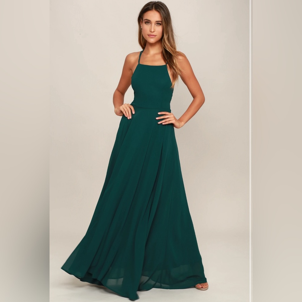 LULUS FOREST GREEN MAXI DRESS